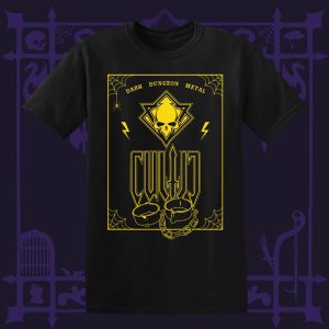 Cultic Dark Dungeon Metal T-Shirt - Yellow Logo with Shackles